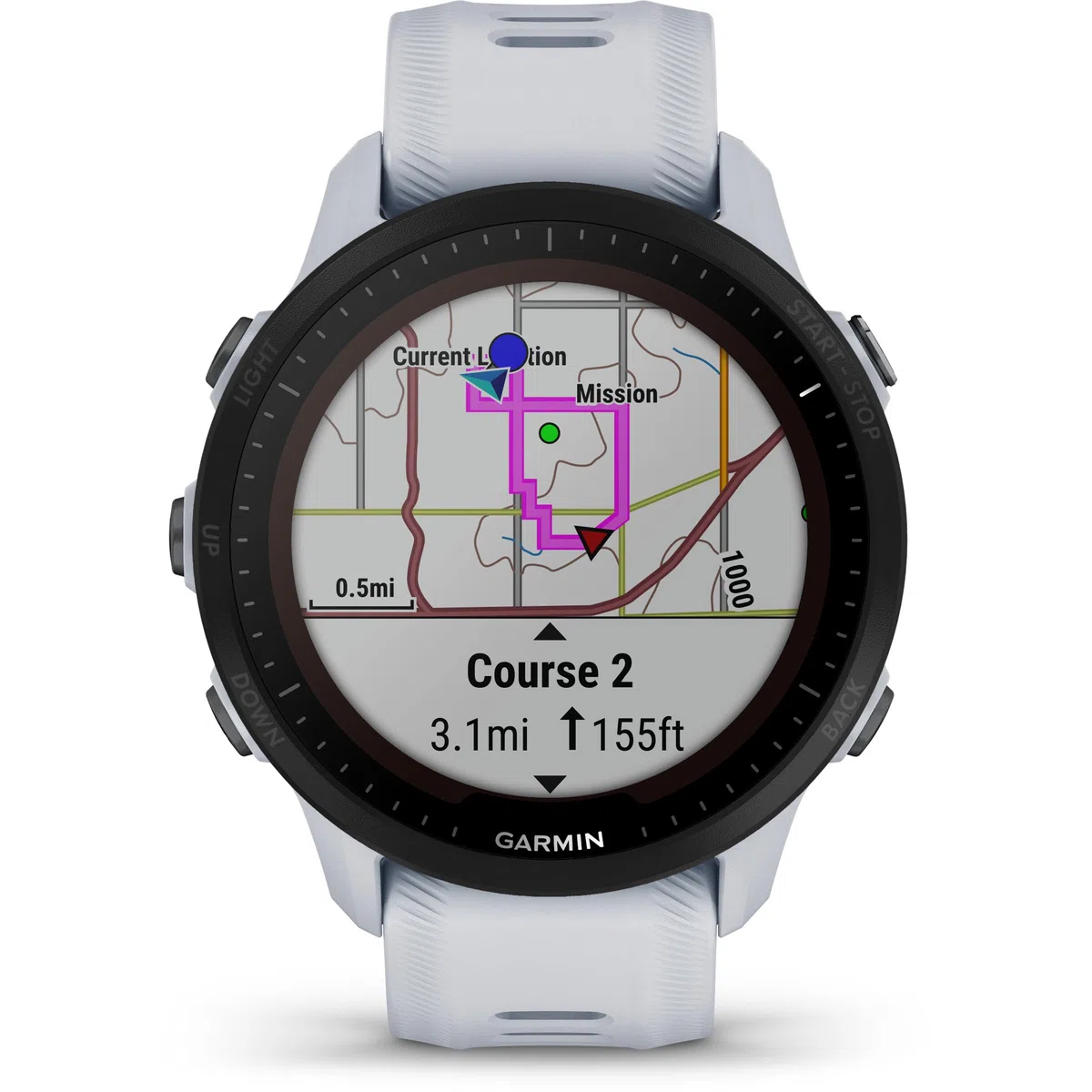 Garmin Unisex Forerunner 955 Solar GPS-Uhr, Weiss-Schwarz, OneSize