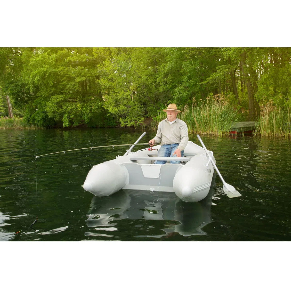 EBERTH Gommone Gonfiabile Barca da Pesca in Robusto PVC per 3-8 Persone, 2X pagaie, Potenza Massima Motore 10 to 50 CV, Kit Riparazione, Pompa, Borsa Trasporto, Fino a 484 to 1100kg