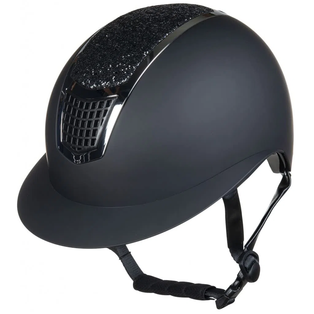 HKM Glamour Shield, Caschi da Equitazione Unisex-Adulti, 9171 Nero/Argento, 59-61 cm