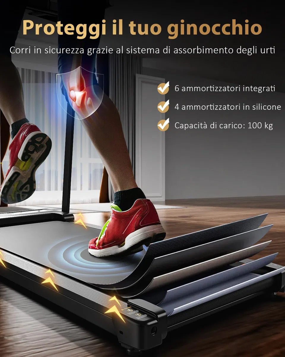 Tapis Roulant Elettrico Salvaspazio Pieghevole - Economico Tapirulan da Casa Walking Pad 10 km/h Portatile Treadmill Professionale Tappeto per Camminare Con Display LCD 12 Programmi