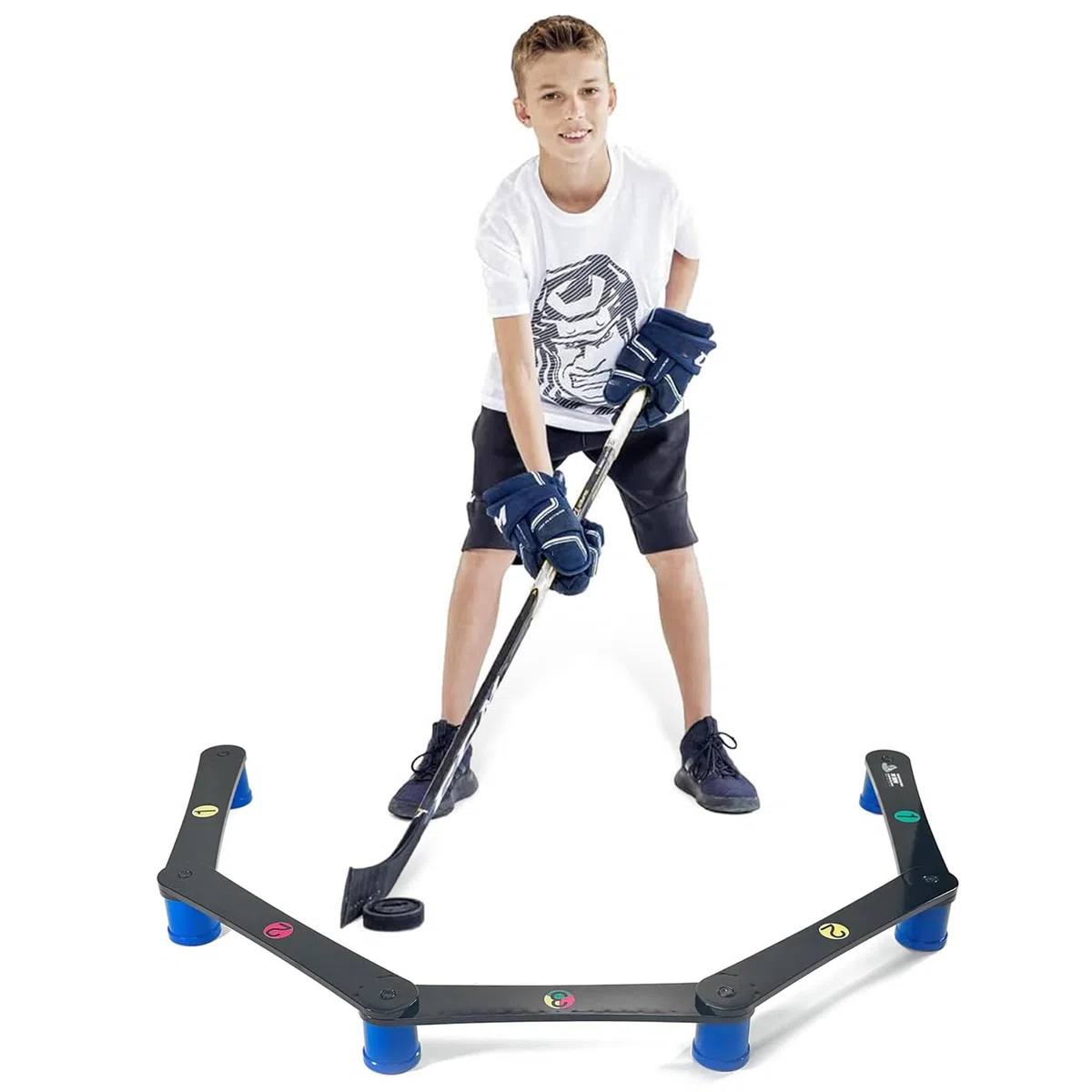 Hockey Revolution Strumento per la manipolazione del Bastone, Controllo del Disco, Tempo di Reazione e coordinamento – Durevole, Leggero, Portatile e Regolabile, con Molte Combinazioni, può Essere
