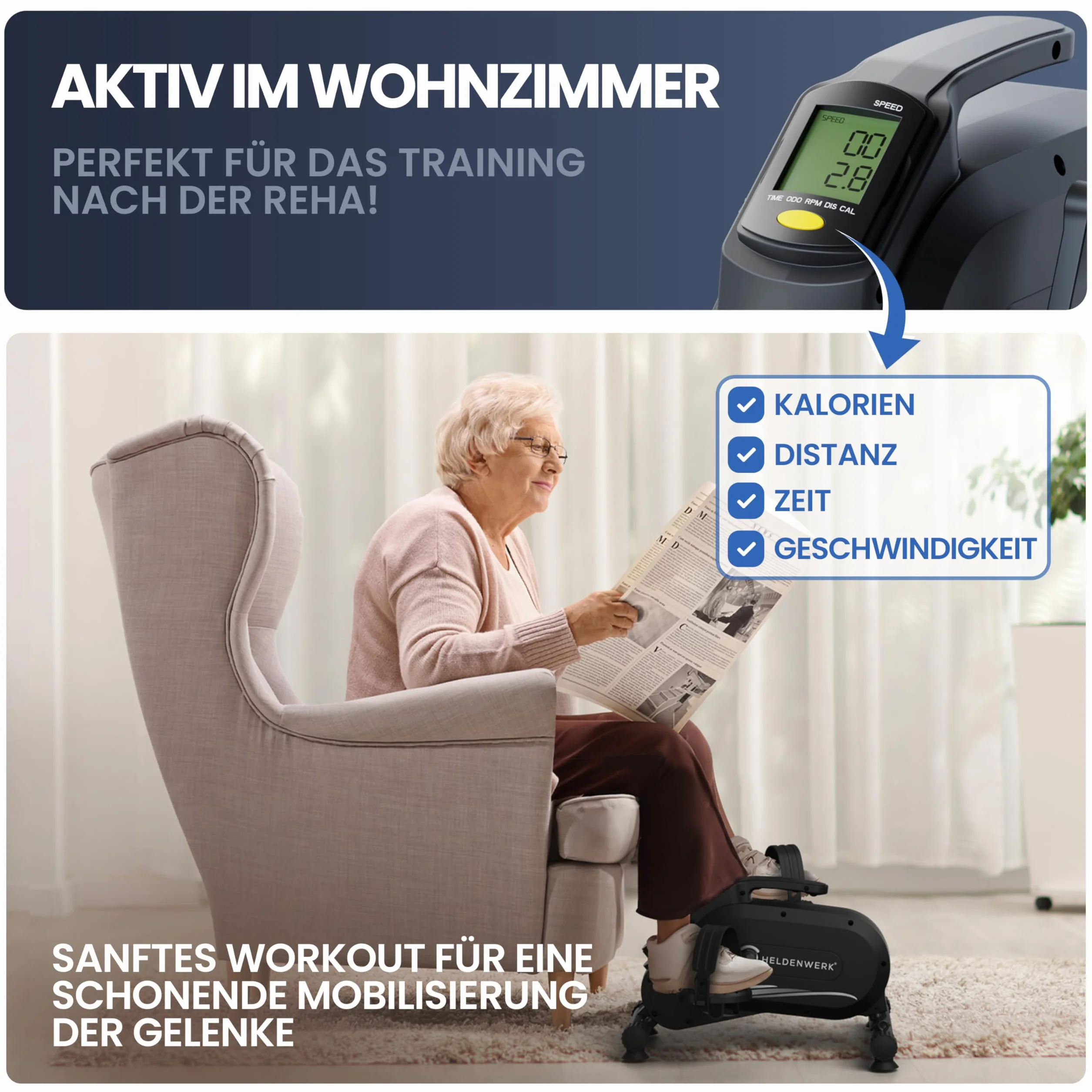 HELDENWERK Set di pedali Pro – Certificazione TÜV/GS | vincitore del confronto | extra silenzioso e delicato sulle articolazioni con nastro di fissaggio – Attrezzatura per braccia e gambe per la casa