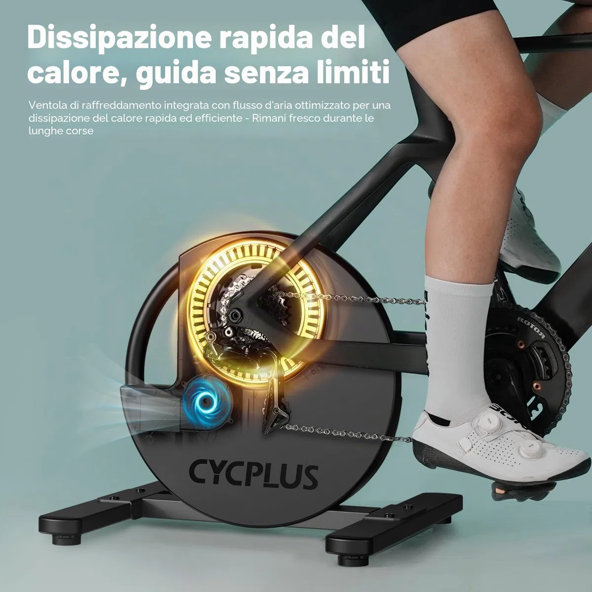 CYCPLUS R200 Smart Cyclette da Interno, Motore Brushless da 2200W, Simulatore di Pendenza al 19%, Modalità Dual BLE & ANT+, Cambio Virtuale, Simulazione di Salita/Discesa, Super Silenziosa per un