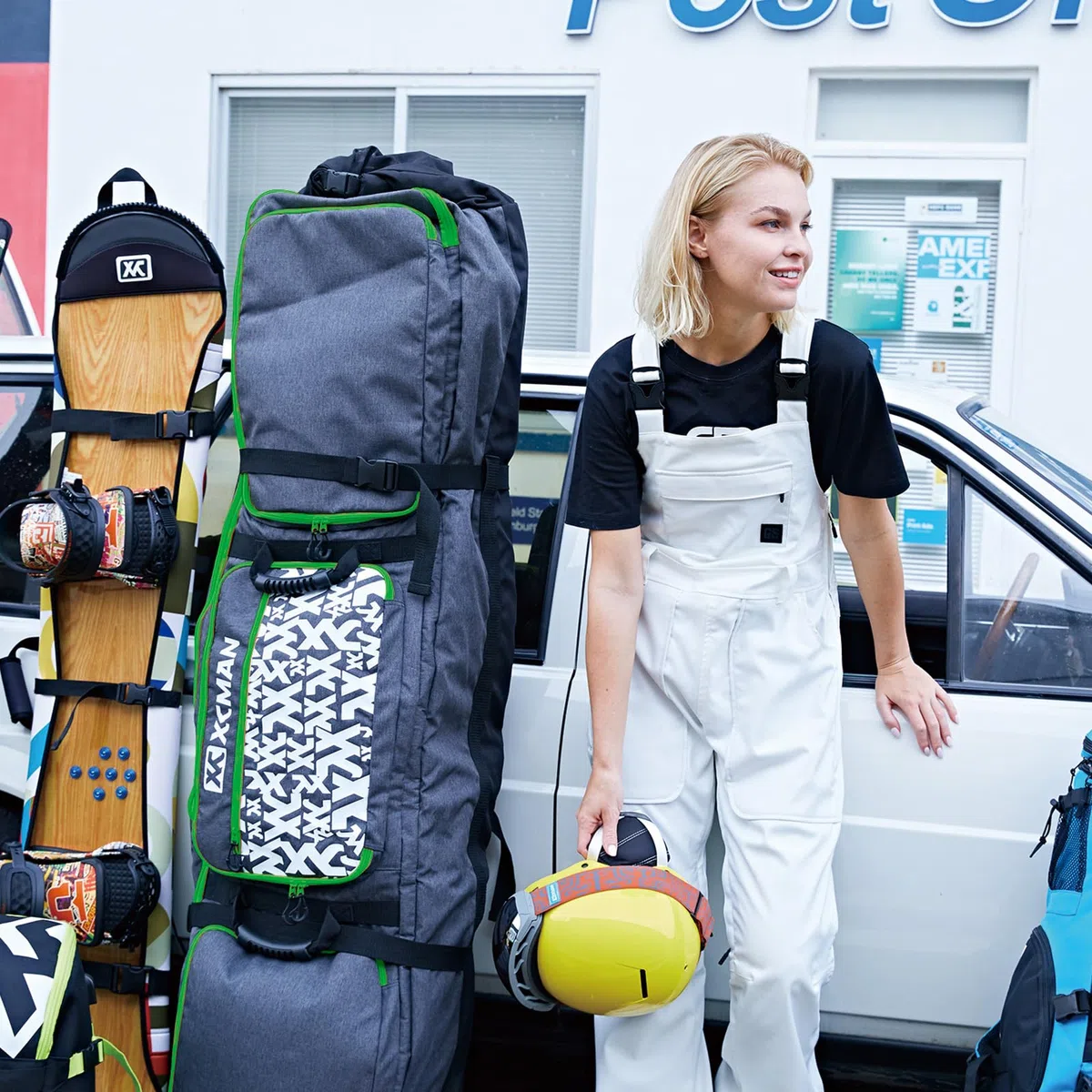 XCMAN - Borsa da Snowboard con Ruote, Lunghezza Regolabile per Viaggi in Aereo, Extra Lunga, Larga, Profonda, Impermeabile, con Stecche di Protezione in ABS e Dorso in Polipropilene, Versione 2020