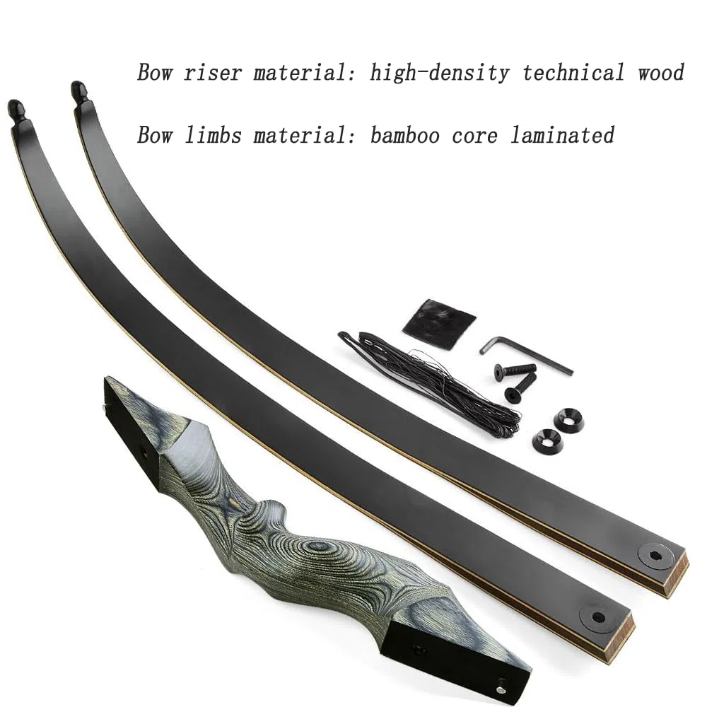 Tiro con l'arco 60" Black Hunter Original Recurve Bow Set American Hunting Longbow arco di legno 20-60lbs destra/sinistra per tiro con l'arco caccia tiro pratica