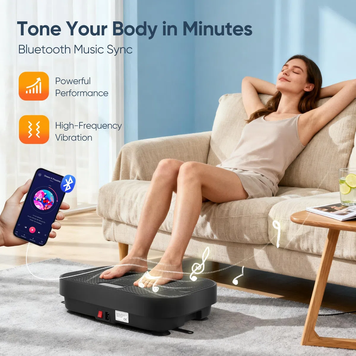 Pedana Vibrante Dimagrante,Pedana Vibrante per Circolazione Gambe 120 livelli di Vibrazione e 5 Programmi, Altoparlante Bluetooth Integrato, per Automatico della Velocità