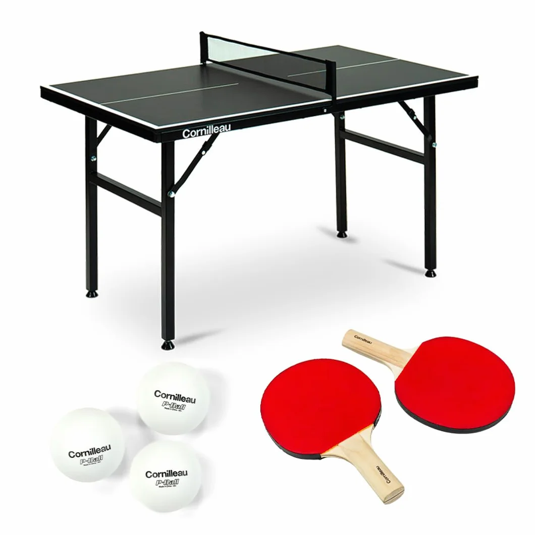 CORNILLEAU Mini Tavolo da Ping Pong – Compatto, Regolabile in Altezza e Pieghevole – 125 x 75 cm – Set con 2 Racchette e 3 Palline da Ping Pong – Perfetto per Bambini e Adulti