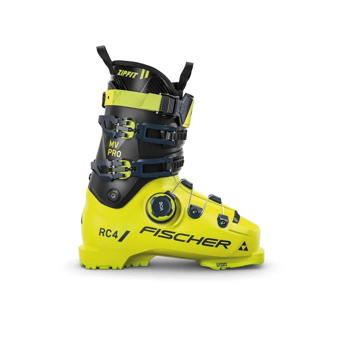Fischer RC4 PRO MV Boa ZipFit Boot - Stivali 2025, giallo/carbonio, 29.5
