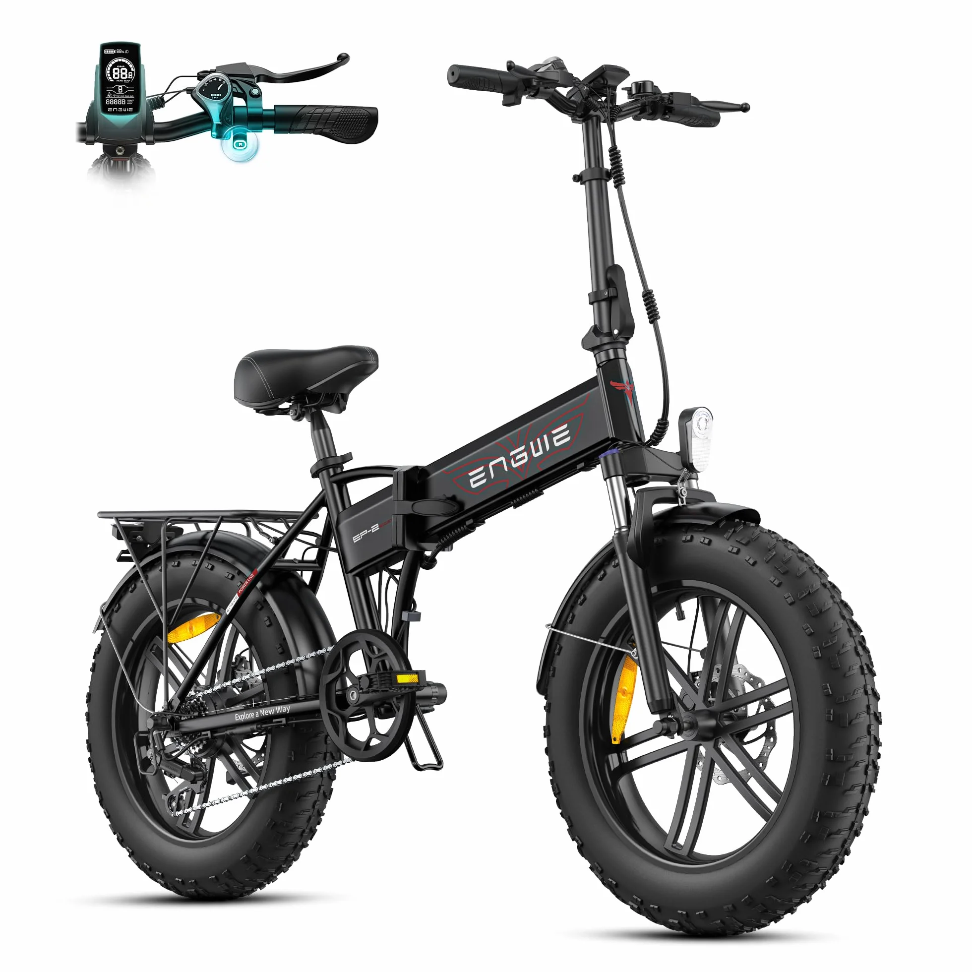 ENGWE EP-2 BOOST Bicicletta Elettrica Pieghevole Con Sensore di Coppia, 48V 13Ah Batteria Rimovibile e 250W Motore Senza Spazzole, Display a LED, 20" x 4.0" Pneumatici Grassi