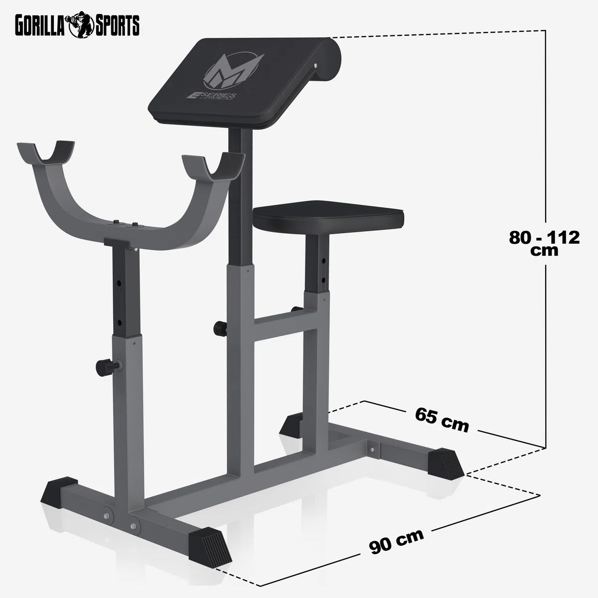 GYRONETICS® Panca per Bicipiti - Supporto Bilanciere, Altezza e Sedile Braccia Regolabile, con Curl Pult, Carico Max 150 kg - Panca Pesi, Scottbank Palestra, Fitness, Casa, Allenamento