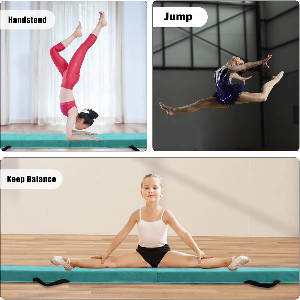 Trave Ginnastica Pieghevole 210/240/270/300 cm, Trave di Equilibrio Ginnastica con Fondo Antiscivolo, Traves Ginnasticas Artistica per Bambini, Principianti e Ginnasti Professionisti
