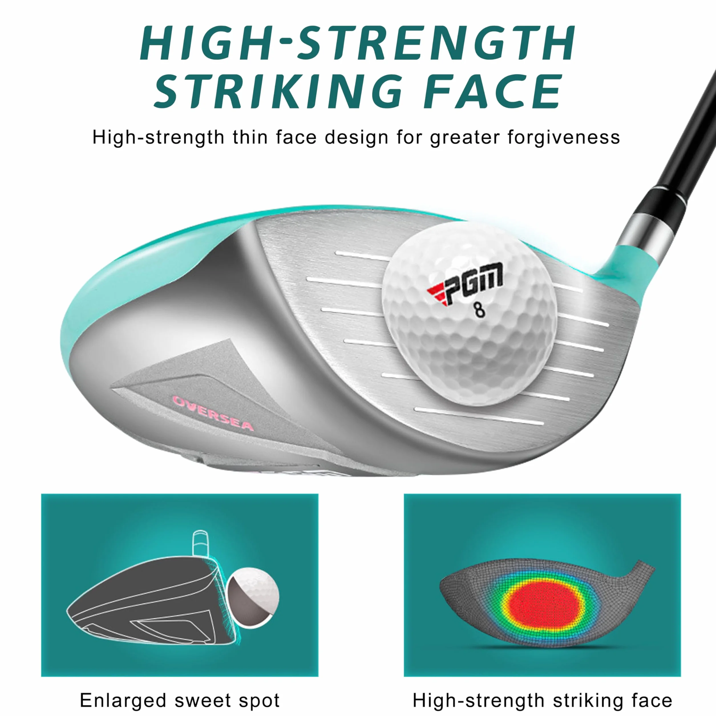 PGM Oversea - Set completo da golf da donna, 9/12 pezzi, con design sottile ad alta resistenza, driver da 460 cc