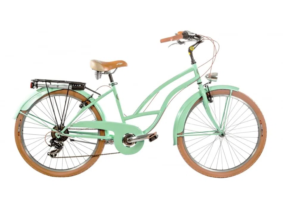 BICICLETTA 26 CRUISER DONNA 7V BICI DA PASSEGGIO STILE AMERICANA CITY BIKE CITTA' MADE IN ITALY MODELLO CR26D - VERDE PASTELLO