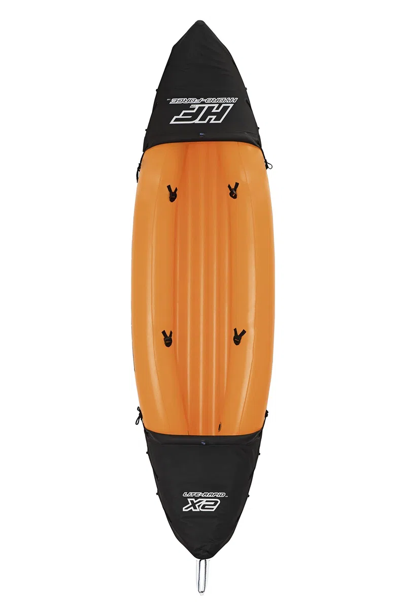 Hydro-Force Rapid Kayak | Set kayak gonfiabile per 2 persone con sedili, schienale, pagaie, pompa a mano e borsa per il trasporto, arancione