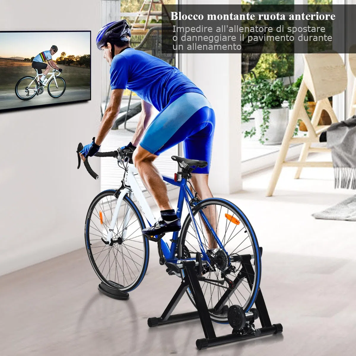 COSTWAY Rullo Allenamento per Bicicletta Trainer Bici Fitness, per Allenamento in Casa, Nero