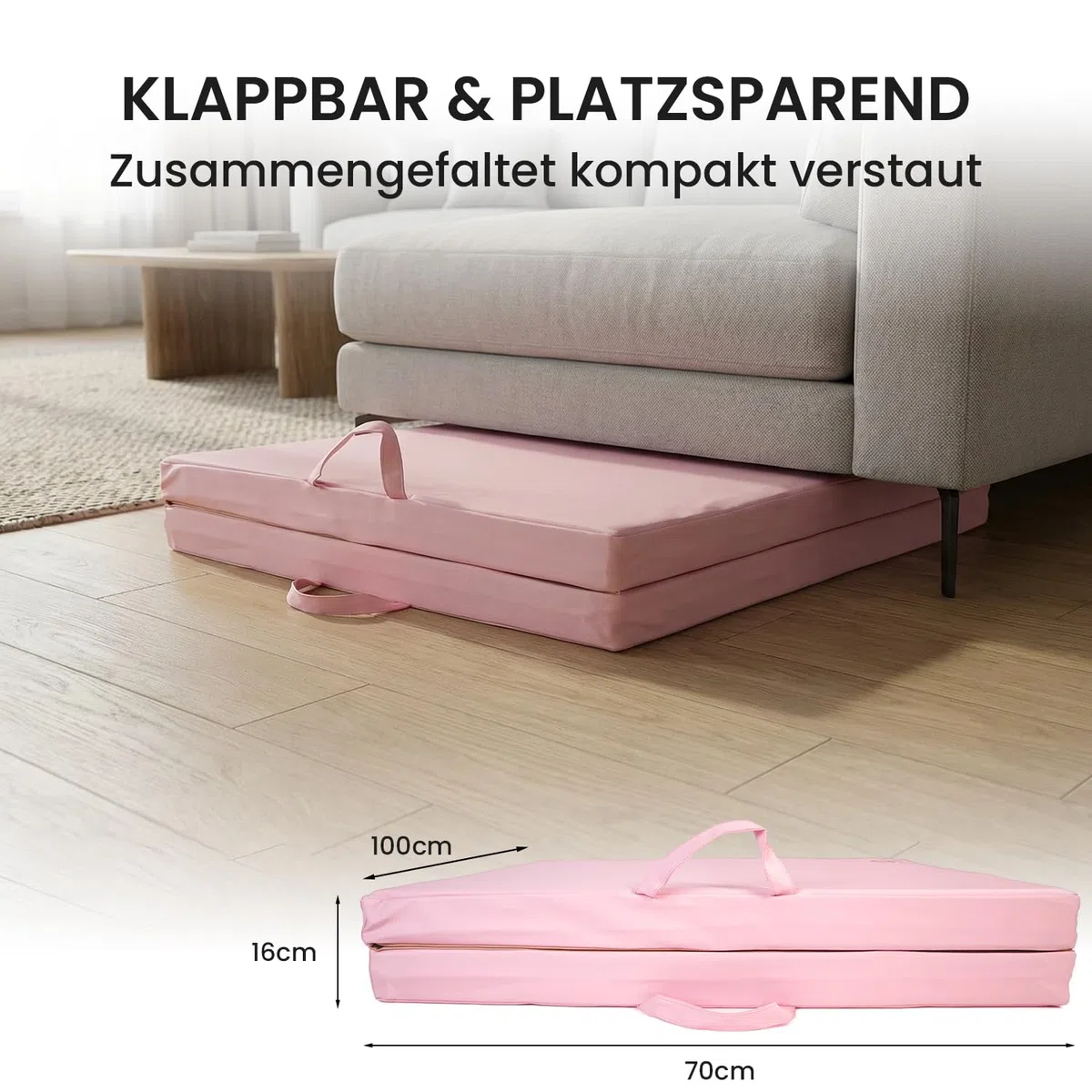 Jeflex – Tappetino pieghevole per pavimenti morbidi e tappetino da ginnastica pieghevole 1 volta, 200 x 70 x 8 cm, prodotto in Germania/tappetino da ginnastica portatile/salvaspazio e tappetino da