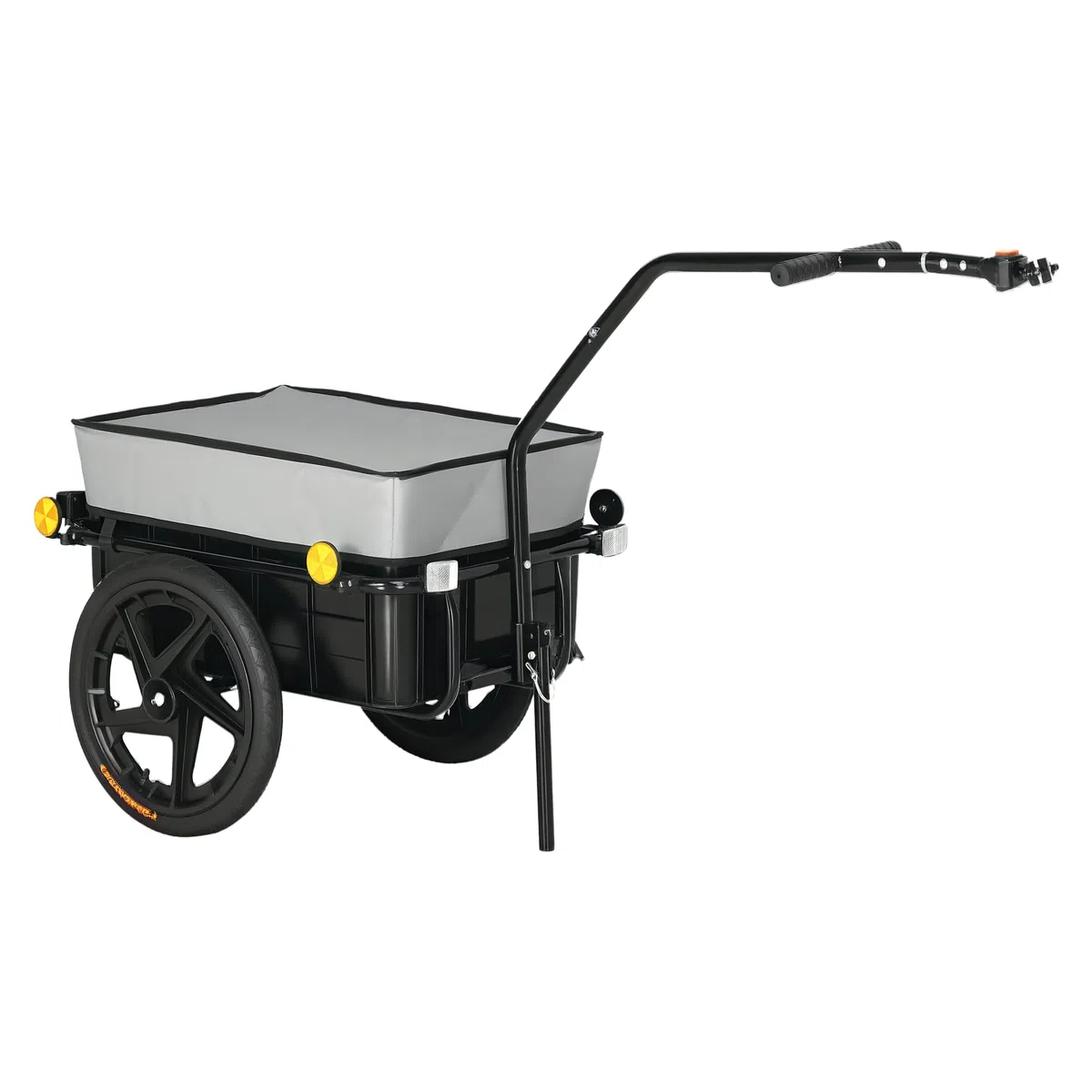 HOMCOM Rimorchio per bicicletta, rimorchio da trasporto, per bicicletta, 144 x 59 x 80 H cm, barra di traino universale, in acciaio, nero, grigio