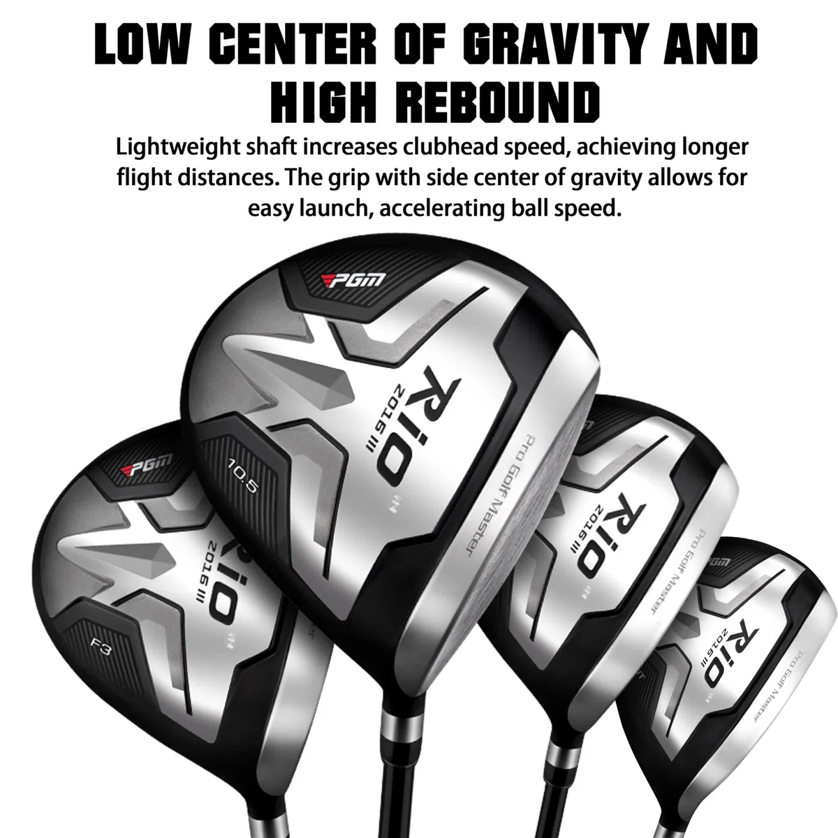 PGM Set completo di mazze da golf da uomo, 12 pezzi, 3 legno (#1,3,5), 1 ibrido (#4H), 6 ferri (#5, 6, 7, 8, 9, PW), 1 cuneo di sabbia (52°), 1 putter - sacca da golf - testa del club in titanio,