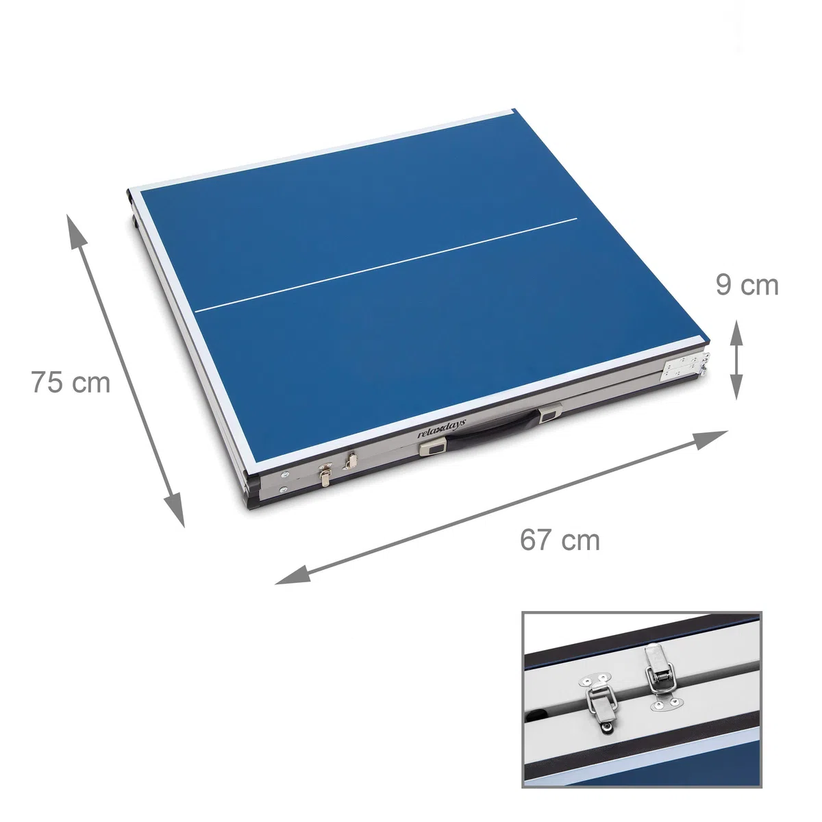 Relaxdays Tavolo Ping Pong, HLP 71 x 150 x 67 cm, Trasportabile, Rete, Palline, Racchette, Interni, MDF e Metallo, Blu