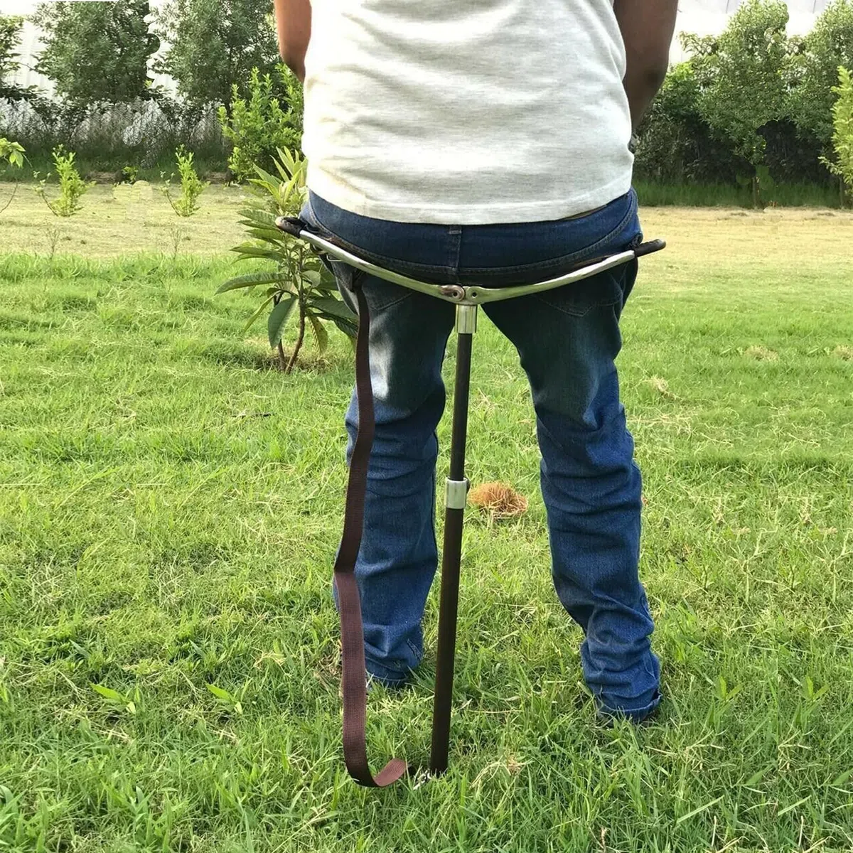 Bastone da caccia di qualità, bastone da caccia regolabile marrone anticato | Sedie pieghevoli in pelle molto resistenti | Bastone da passeggio leggero