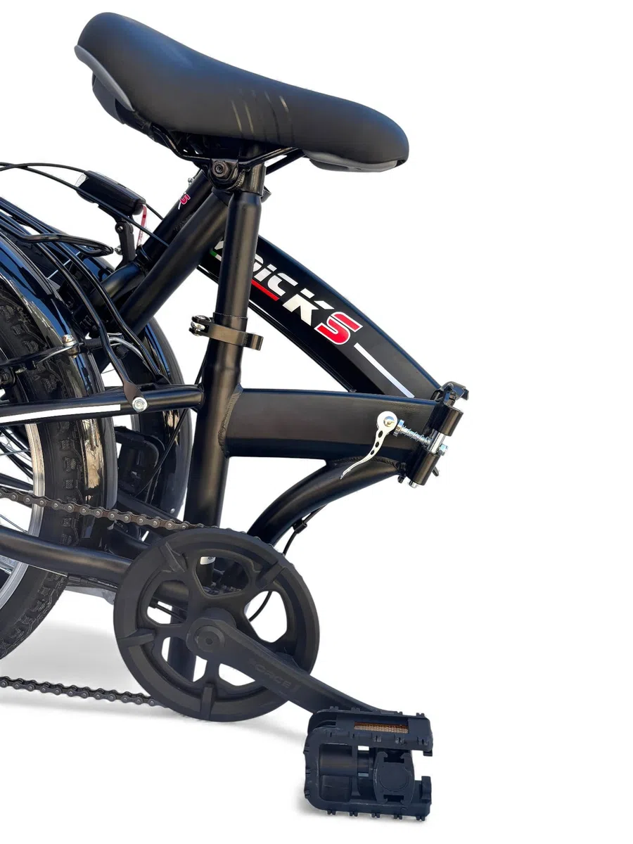MADICKS Bicicletta Pieghevole 20" Folding Nera · City Bike Unisex con Cambio 6 Velocità · Telaio Robusto · Design Made in Italy · Comoda e Pratica per Uso Urbano