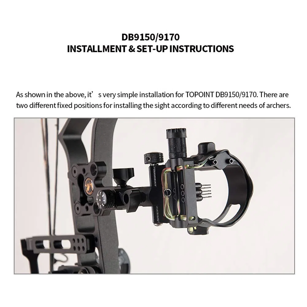 SHARROW Bow Sight 5 Pin / 7 Pin Mirini Vista dell'Arco Composto Retina Micro Regolabile 0,019 Fibra Ottica Alluminio Lega Visione per Archi Composti