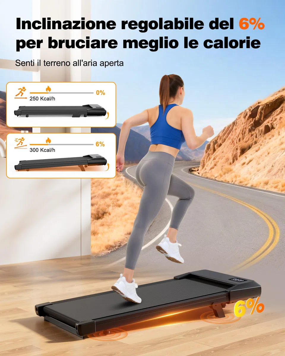 Superun Raceable Walking Pad Suitable for High-Tech Machines, 136 kg Capacity Desk Treadmill, Treadmill with App Control with Training Courses and Multi-Runner Racing