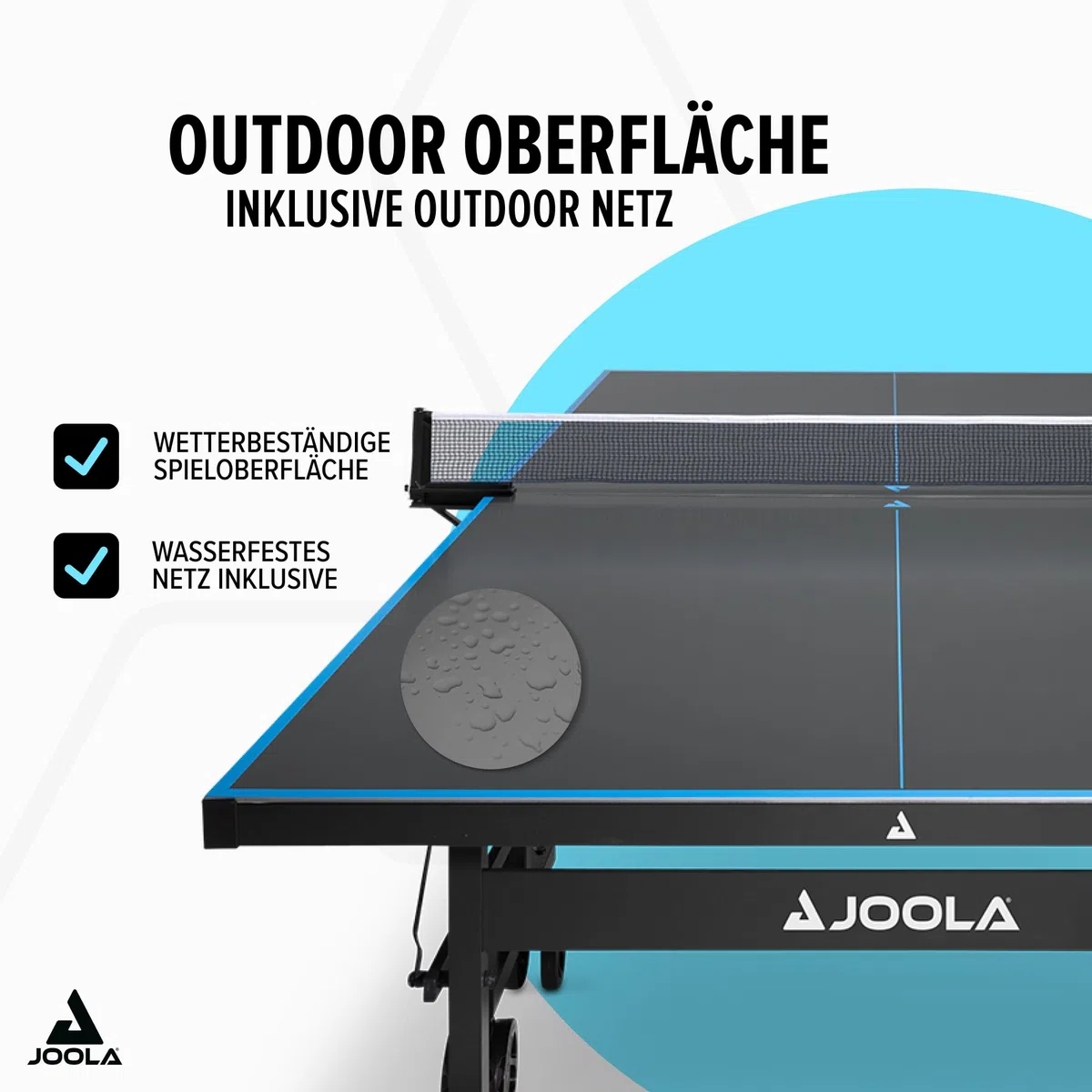 JOOLA Tavolo da Ping Pong Outdoor Professionale, 6 mm, Superficie composita in Alluminio, Resistente alle intemperie, Pieghevole, Struttura Rapida, 274 x 152,5 x 76 cm