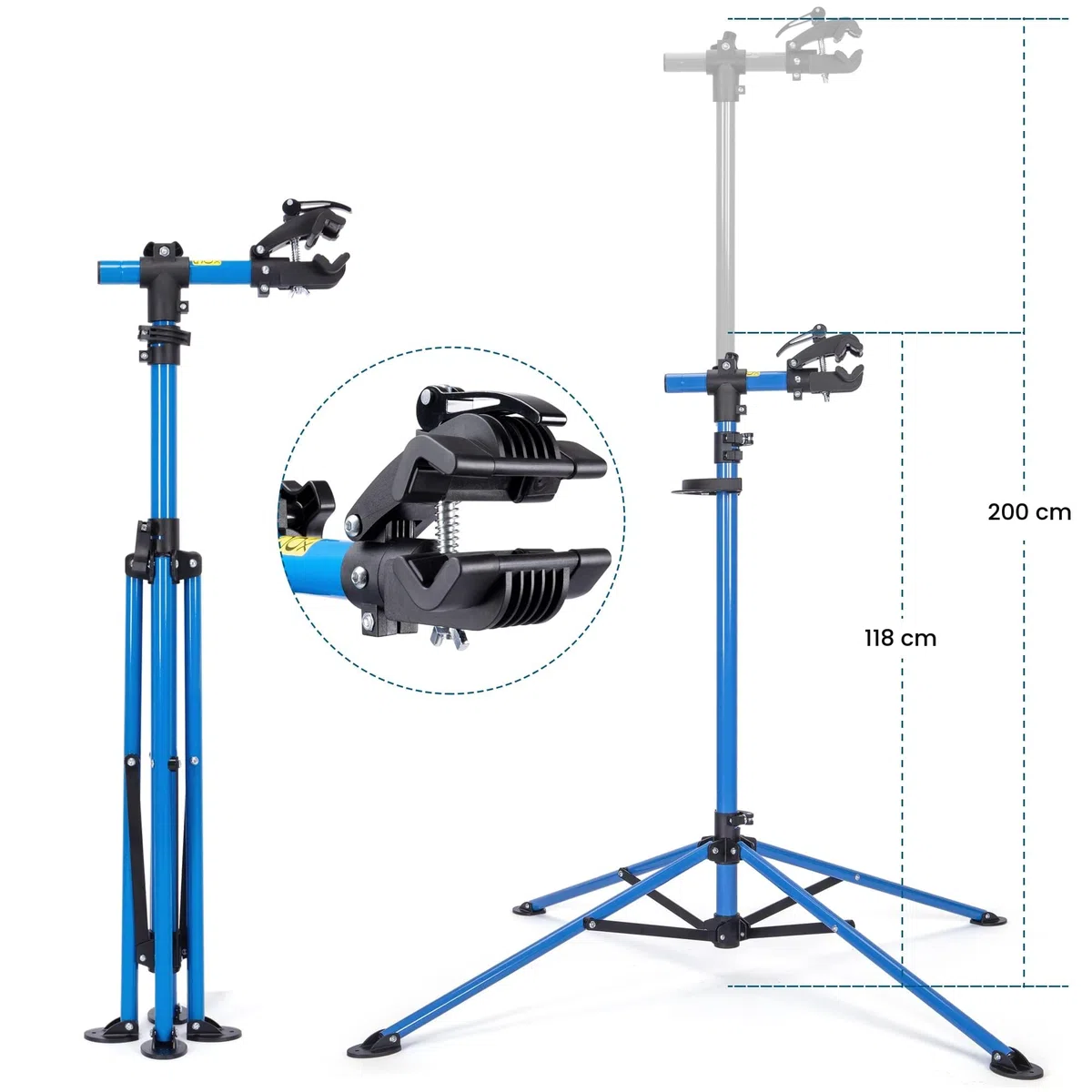 CXWXC Cavalletto di montaggio per bicicletta, professionale, con vassoio porta attrezzi e scomparto magnetico, girevole e pieghevole, carico massimo 30 kg