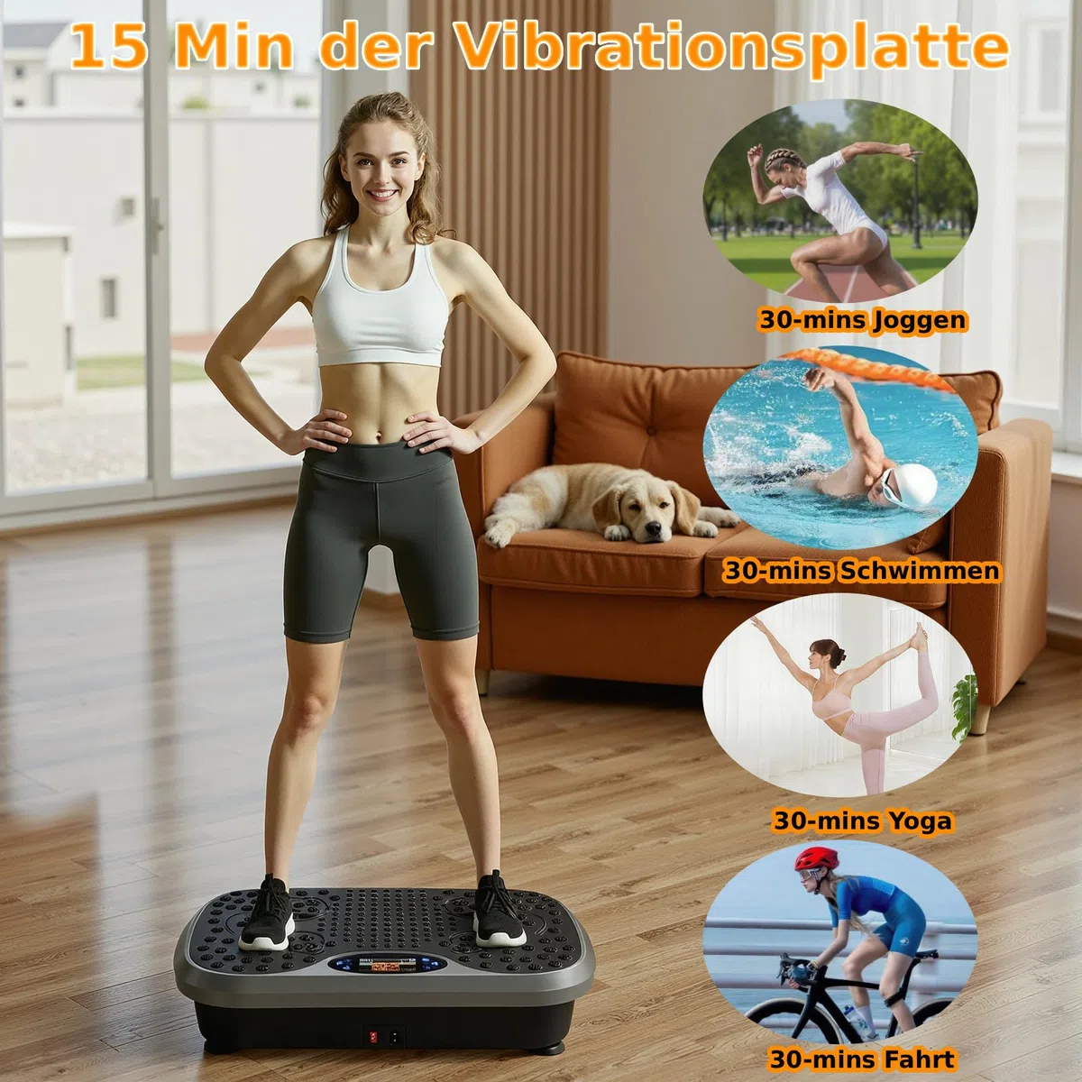 TLGREEN Piastra Vibrante, Design Compatto, 99 Livelli, 5 Programmi di Allenamento, con Bande di Resistenza, Touch Screen e Telecomando, Fitness Pedana Vibrazioni, Tavola Vibrante per Casa
