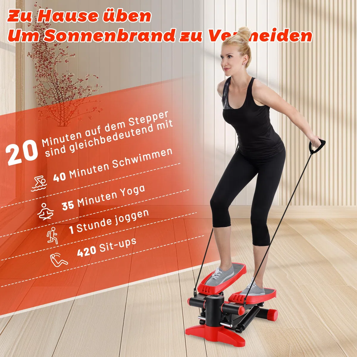Mini stepper, Step Fitness casa e Stair Climber per scale con display LCD multifunzione per allenamento domestico, fasce di resistenza aerobica stepper Massimo 150 kg