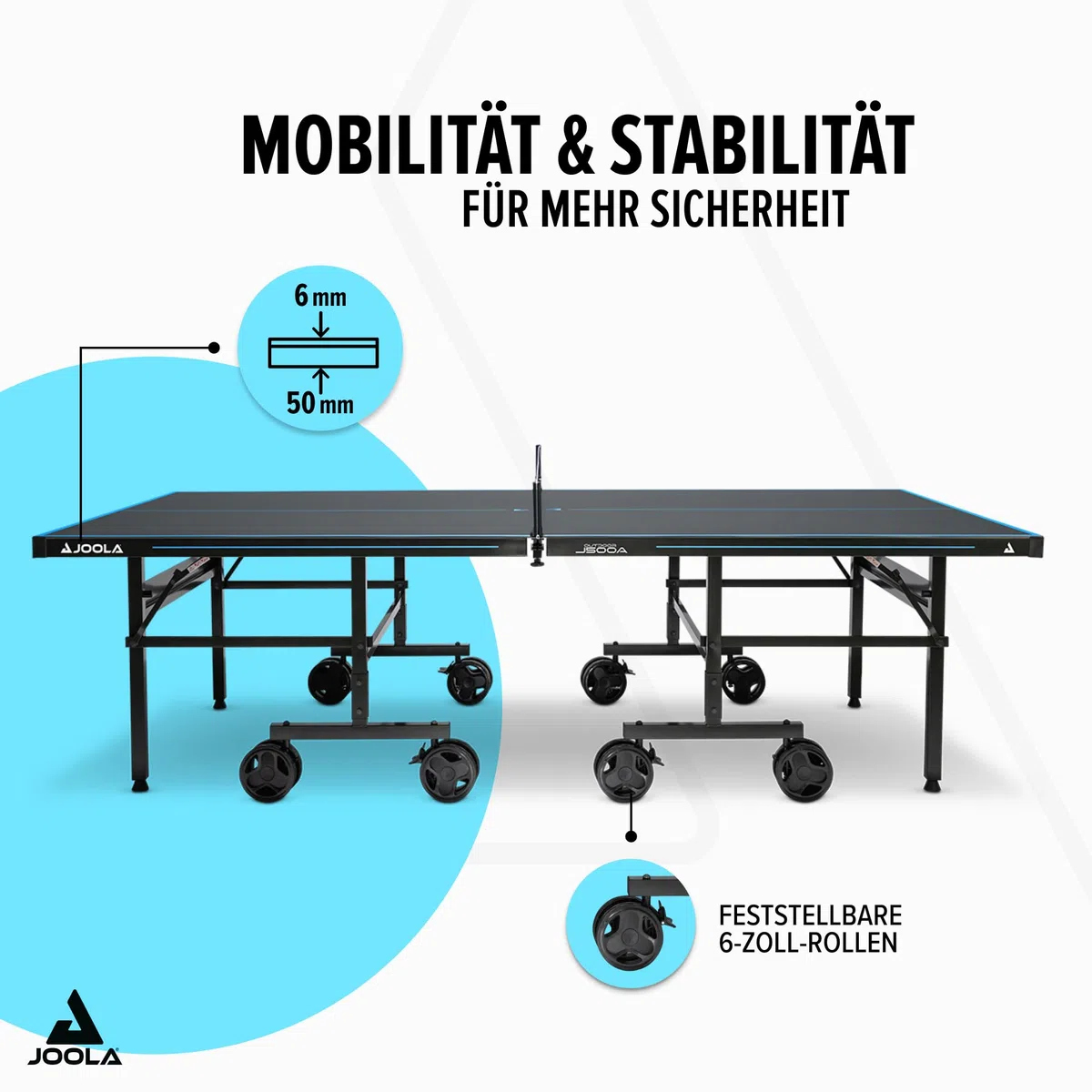 JOOLA Tavolo da Ping Pong Outdoor Professionale, 6 mm, Superficie composita in Alluminio, Resistente alle intemperie, Pieghevole, Struttura Rapida, 274 x 152,5 x 76 cm