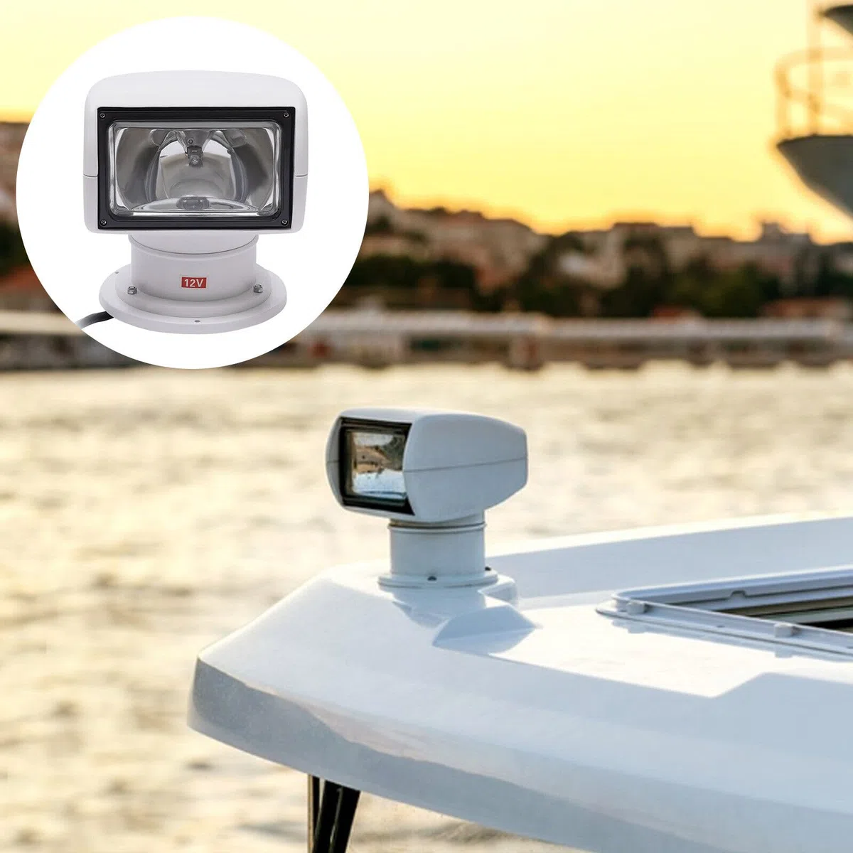 Faro di ricerca per barca, telecomando marino, xeno, radiocomandabile, con base magnetica, luce di ricerca, resistente alle intemperie, girevole a 360 gradi, per auto, fuoristrada, caccia,