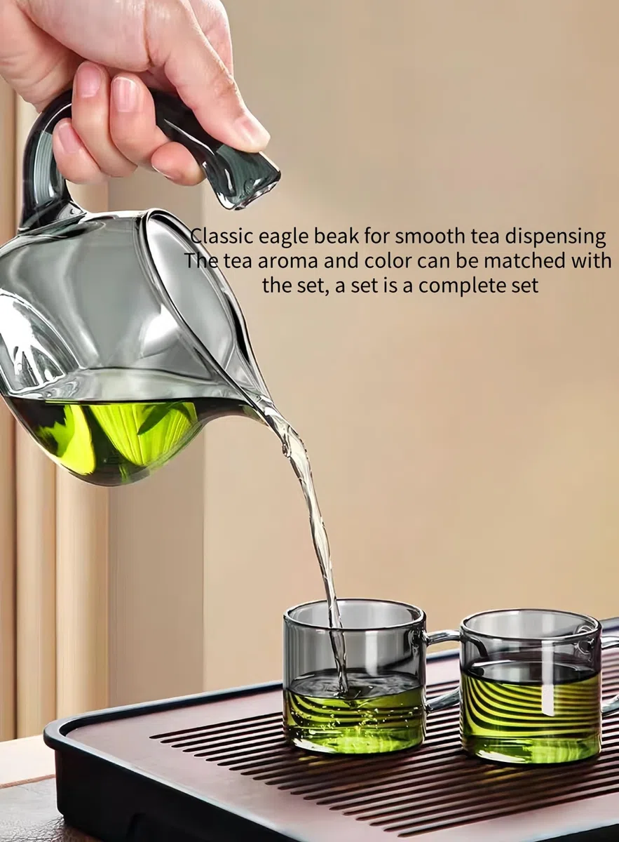 Teiera in vetro, sicura per piano cottura, con infusore, resistente al calore, elegante teiera per preparare tisane, tè ai fiori e bustine di tè