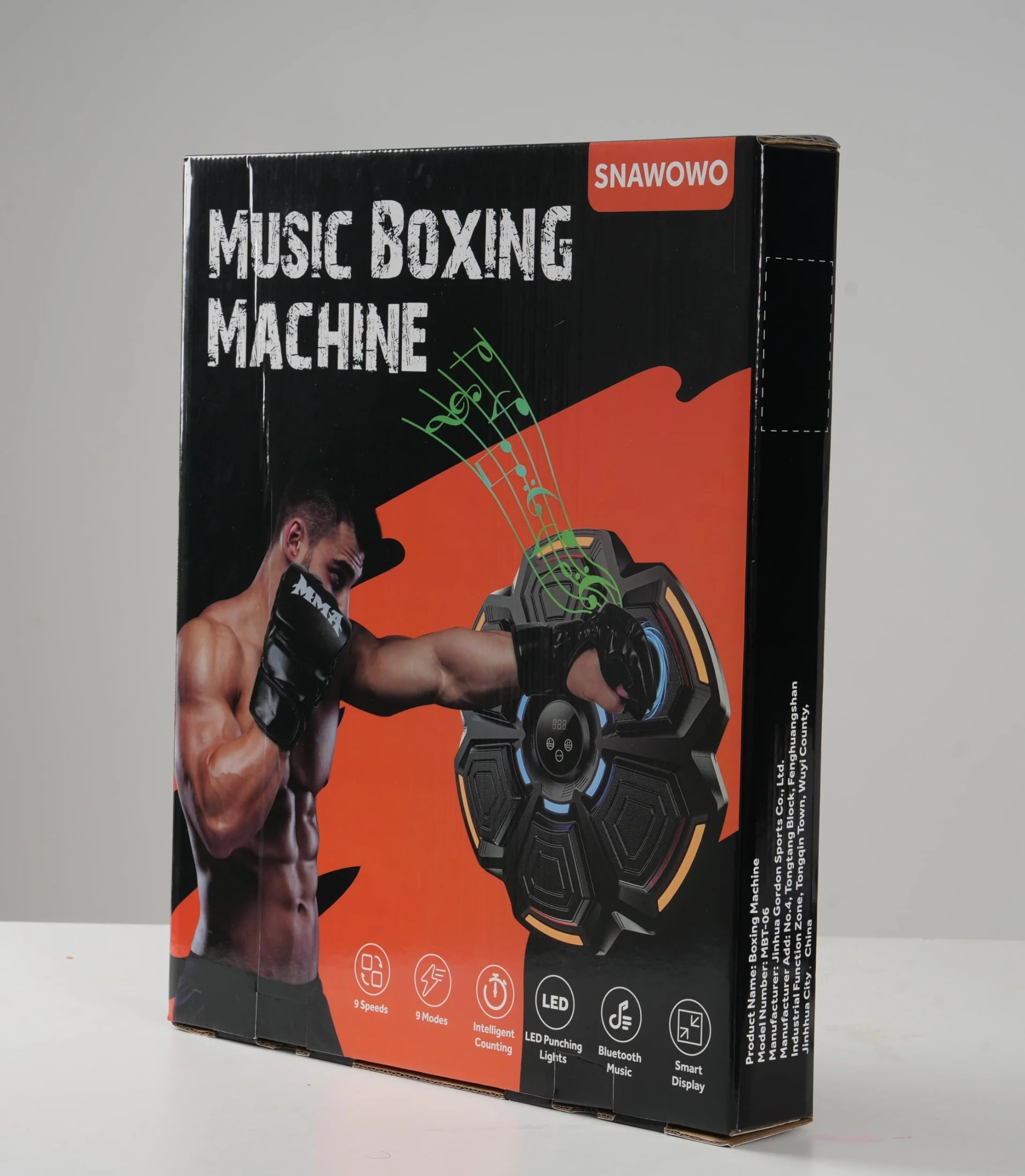 snawowo Music Boxing Machine Adulti - 9 modalità di 9 velocità Macchina da Boxe Musical Pugile con Guanti - LED Musica Bluetooth Boxe Allenamento per Casa (Nero)