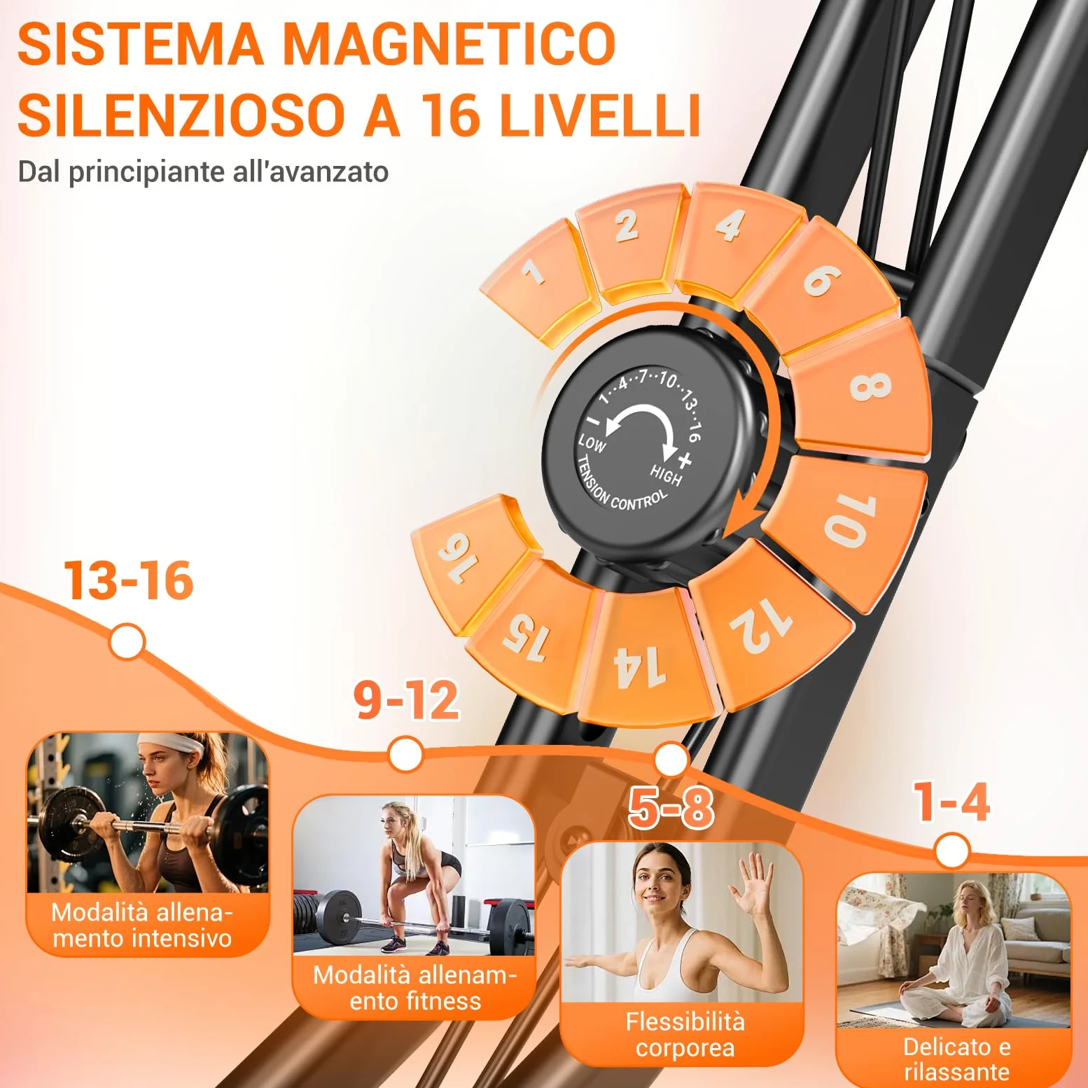 UMAY cyclette da casa pieghevole Ergometer, cyclette pieghevole 5-in-1 con Resistenza Magnetica a 16 Livelli, cyclette per casa Bici da Camera con Sedile Comodo, Massimo 136kg