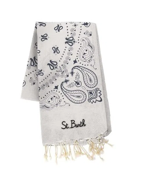 Saint Barth MC2 TELO MARE FOUTAS JACQUARD BIANCO