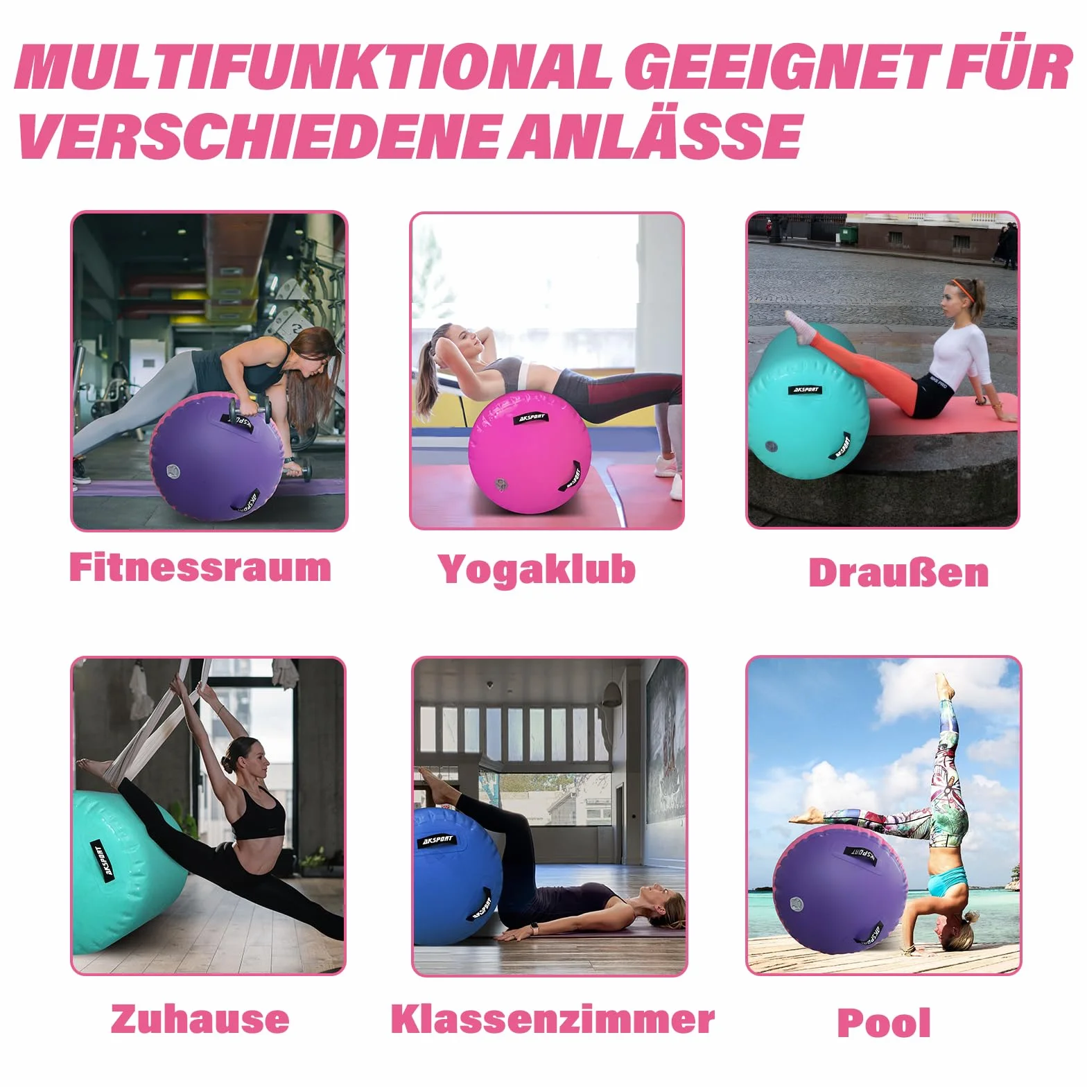 AKSPORT Air Roll Ginnastica Artistica Rullo d'aria da ginnastica con pompa ad aria per uso domestico/yoga/cheerleading/tumbling/back walkover