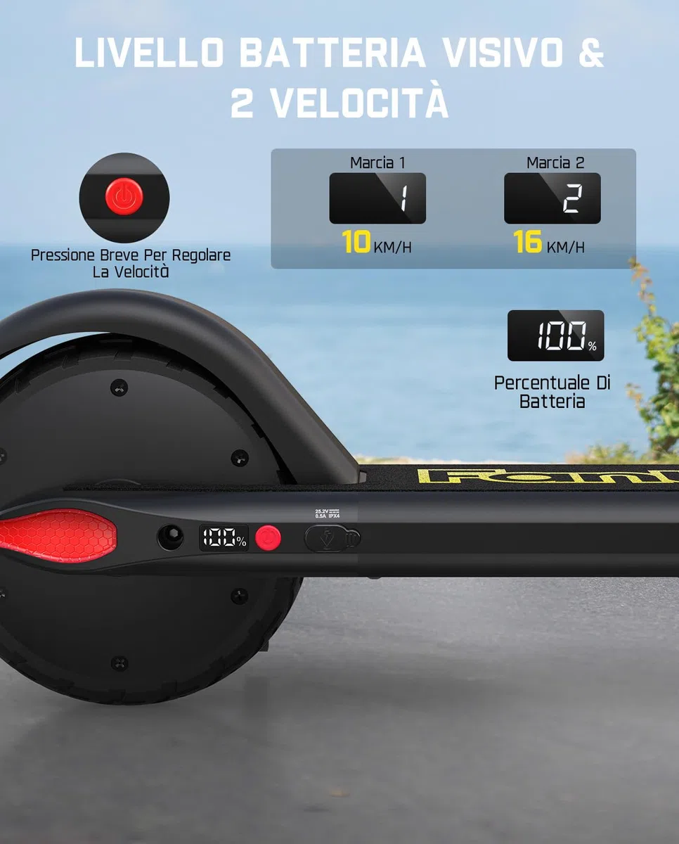 FanttikRide C9 Monopattino Elettrico per Bambini 120-160 cm, 10/16 km/h, Autonomia di 8 km, Schermo LED, Altezza Regolabile, Pieghevole, Ruote in Gomma, Leggero, per Bambini fino a 60 kg