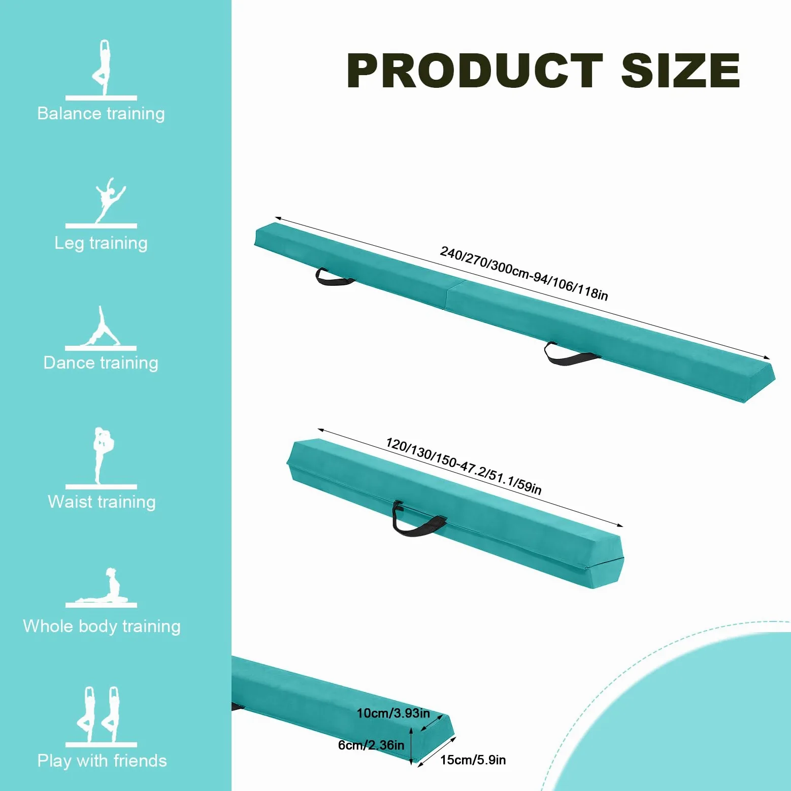 FBSPORT 270 CM Trave di Equilibrio Pieghevole, Trave di Equilibrio per Ginnastica, Trave di Pavimento per Palestra, Trave di Equilibrio a Strati Floccanti, Attrezzature per Il Fitness per Bambini