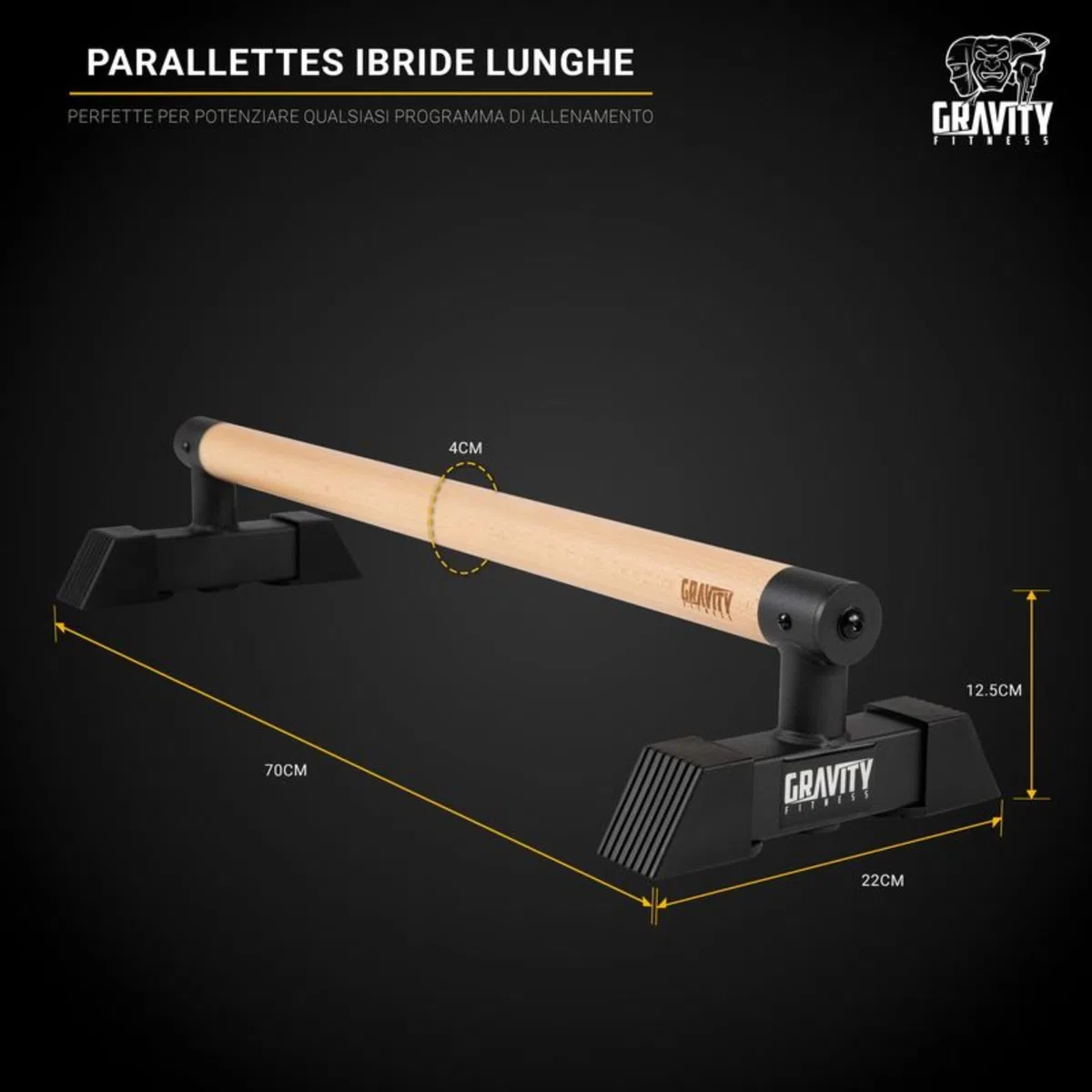Gravity Fitness Paralleti, Legno Ibrido e Acciaio Ginnastica Ispirare p Bar per Calisthenics, bilanciamento Manuale, qualità Commerciale ma Adatto a casa Noi
