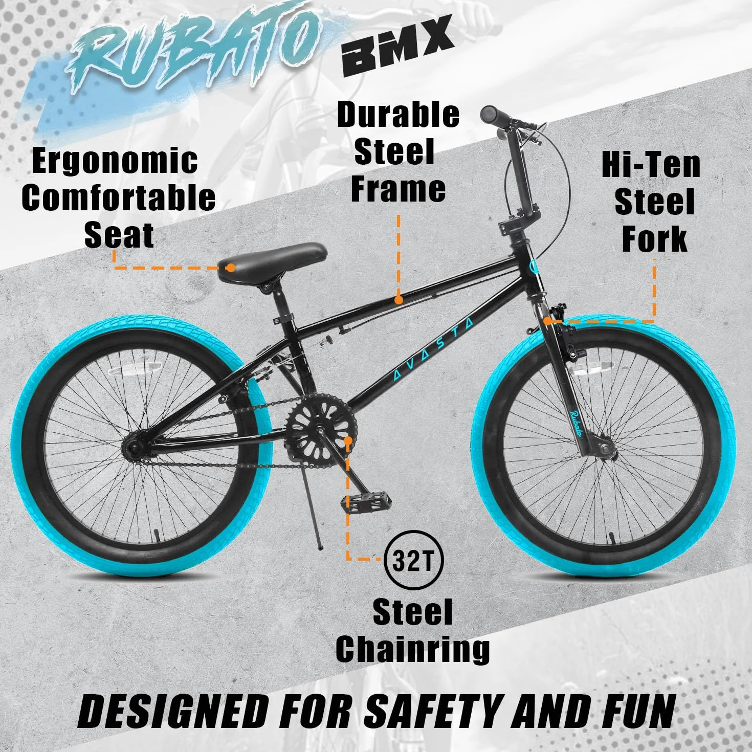 AVASTA Freestyle BMX Bike Kids Bicicletta per Bambini dai 5 Anni in su e livello Principiante