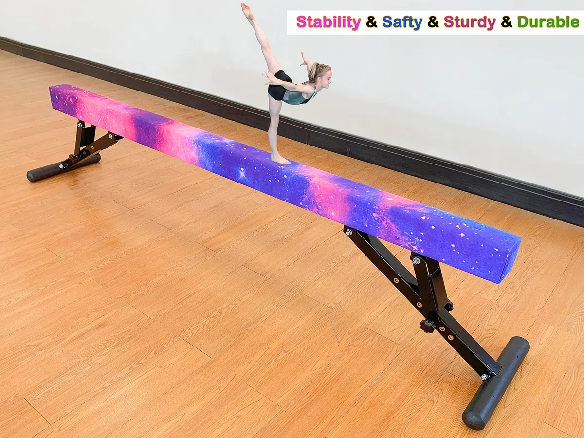 MARFULA Trave di equilibrio regolabile da 2,4 m per bambini e ragazzi, attrezzatura per allenamento di ginnastica per casa e club