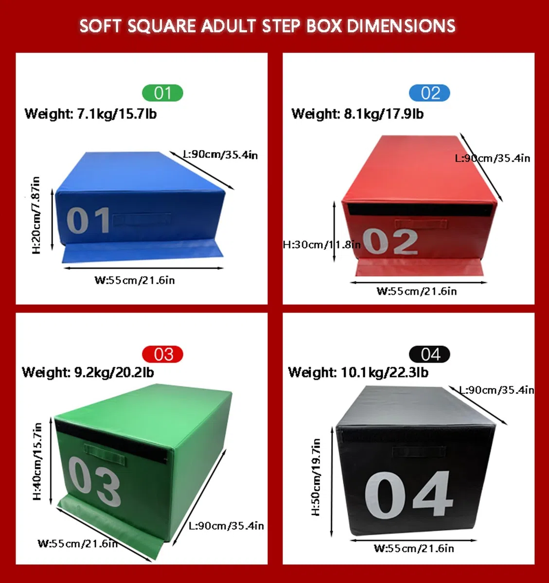 Scatola di Esercizi di Salto in Schiuma 4 In 1,plyo box verstellbar Per Saltare in Scatola in Schiuma, Sicurezza e Stabilità in Schiuma Impilabile,(Size:90*55*40cm/35.4in*21.6in*15.7in,Color:03 Green)