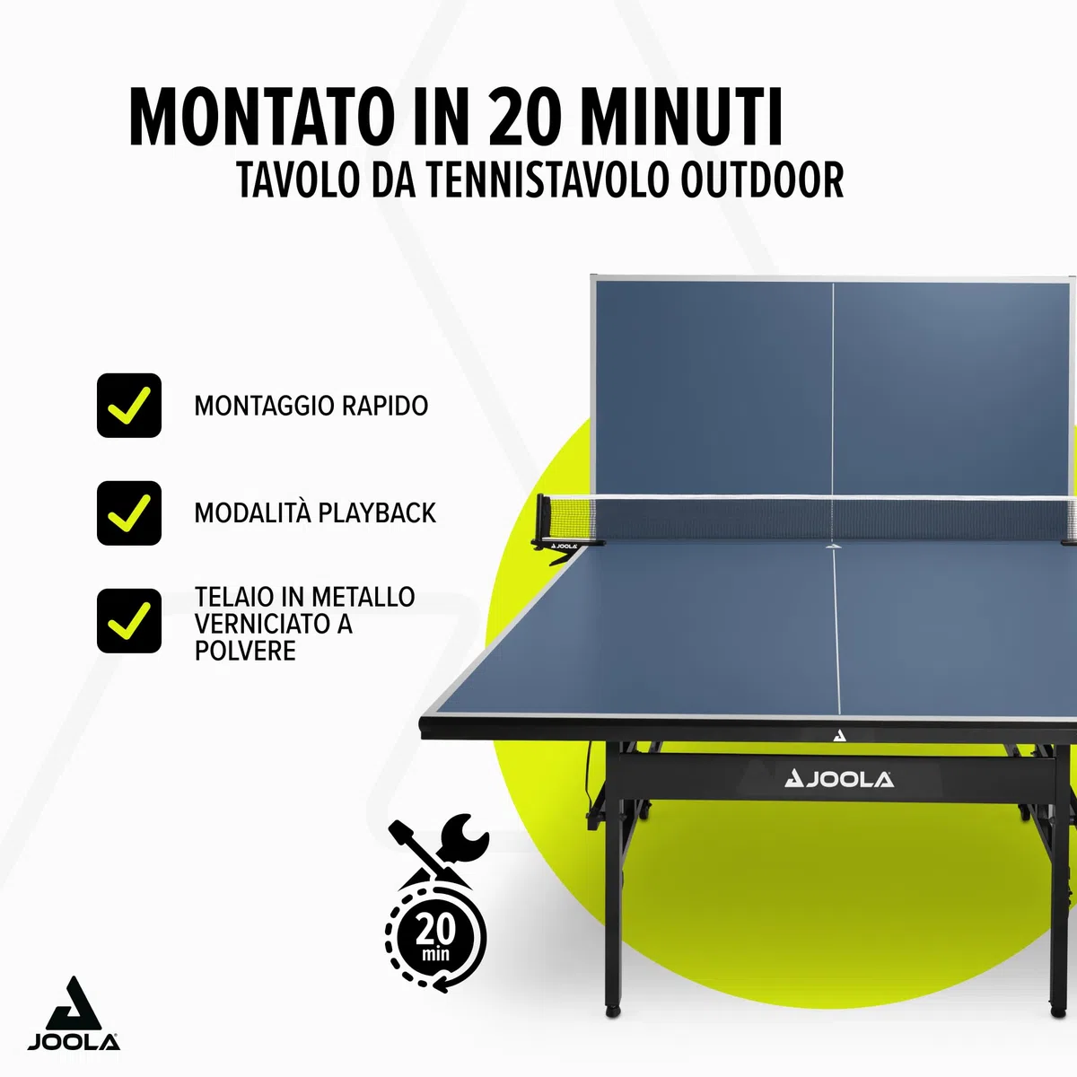 JOOLA Tavolo da ping pong Inside pieghevole per interni – Montaggio rapido – Include rete da ping pong 274 x 152,5 x 76 cm