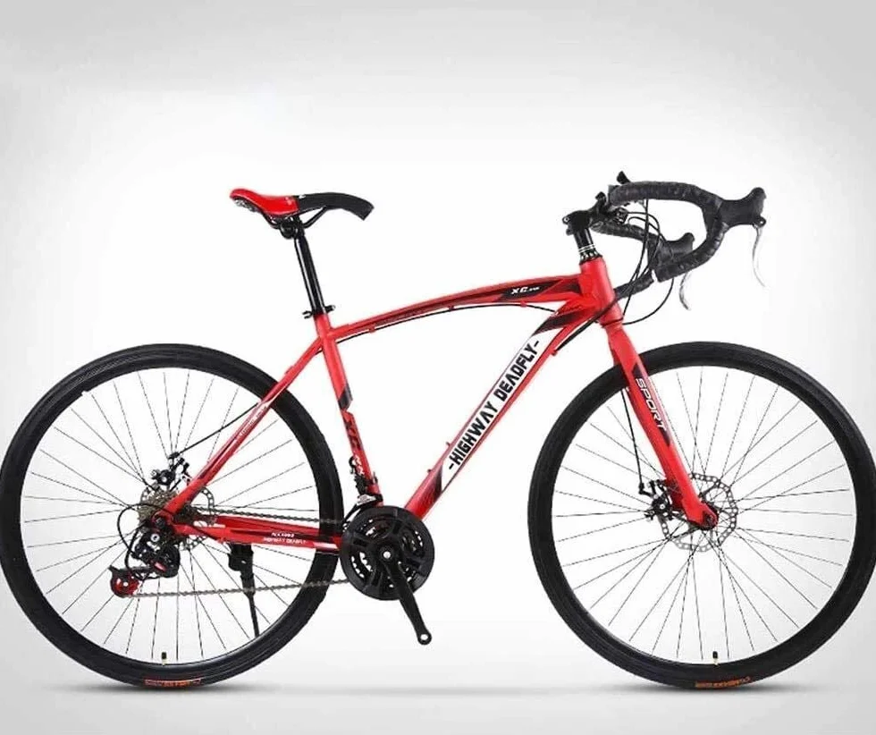 Bicicletta da strada con cambio a 24 velocità e doppi freni a disco per corsa e pendolarismo