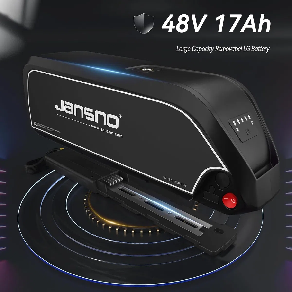 JANSNO Bicicletta Elettrica 20" x 4.0 Fat Tire, 7 Velocità Bici Elettrica, Freni a Disco Meccanici Anteriori e Posteriori, E-Bike per Adulti, Batteria Rimovibile 48V 17Ah