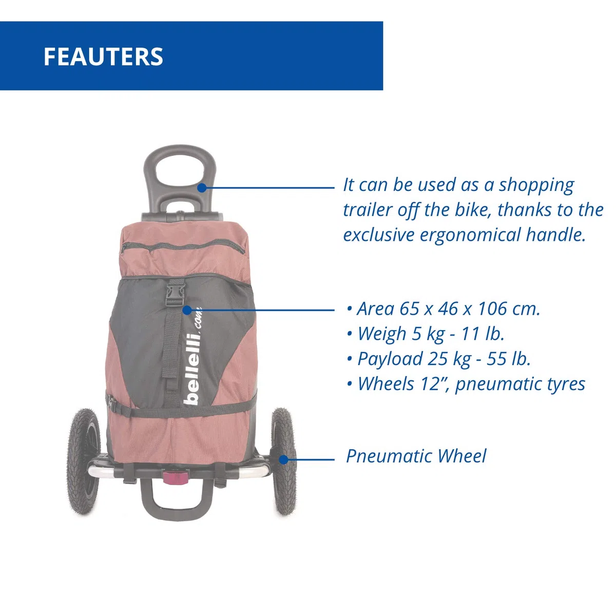 b bellelli B-Tourist - Bicycle Transport Trolley - Payload 25 kg - With Bag