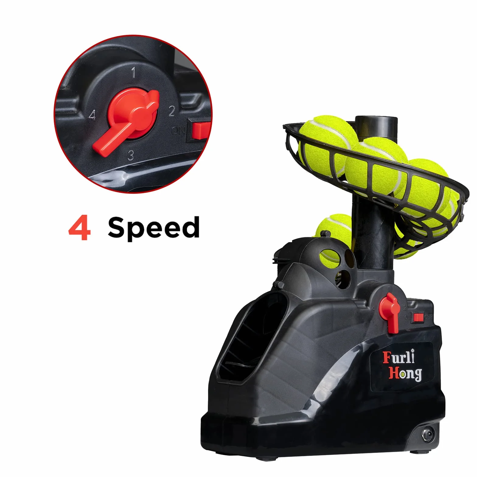 Furlihong 6802BH 2 in 1 Macchina da baseball e tennis per bambini, velocità di lancio regolabile, funzionamento a batteria o adattatore AC da 6 V