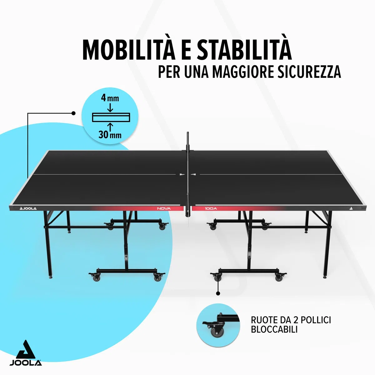 JOOLA tavolo da ping pong NOVA-resistente alle intemperie,pieghevole,regolabile in altezza con rete da ping pong